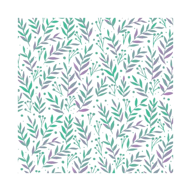 Watercolor branches - pastel green and very peri by wackapacka