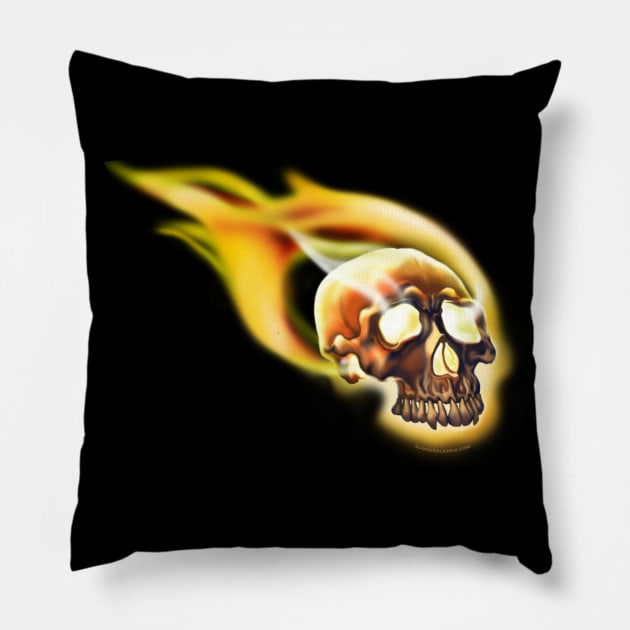 Flaming Skull Pillow by Zeleznik