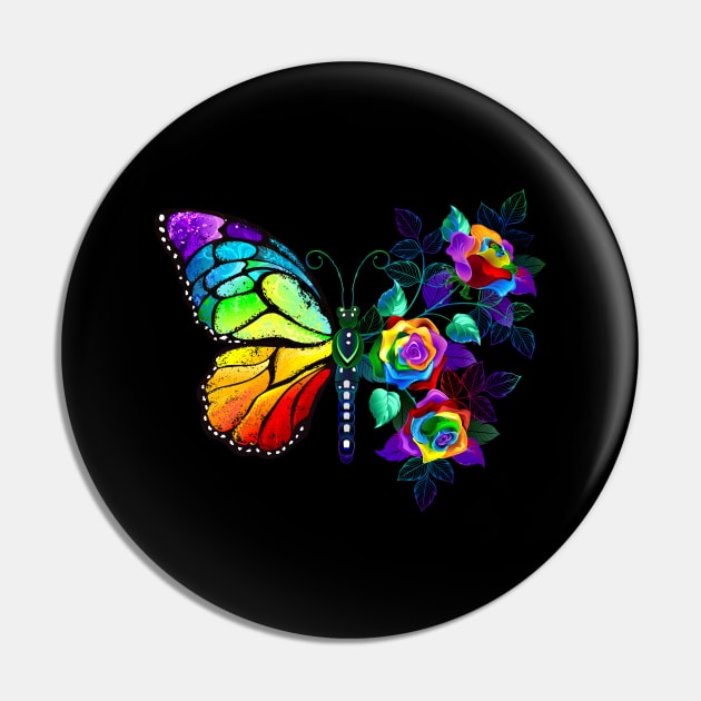 Rainbow flower butterfly Pin by Blackmoon9