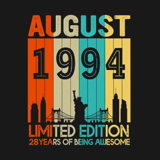 Vintage August 1994 Limited Edition 28 Years Of Being Awesome T-Shirt