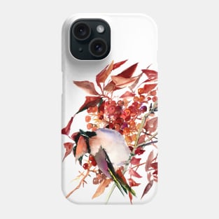 Waxwing Bird and Berries Phone Case