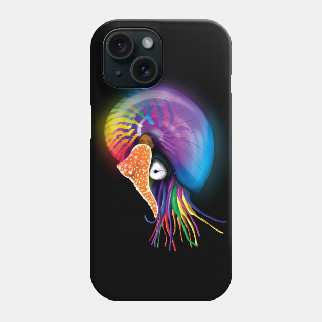 Rainbow Nautilus (with Glow) Phone Case by mpflies2