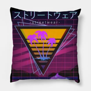 Vaporwave Paradise Palm Trees Space Dolphins Otaku Gift Pillow