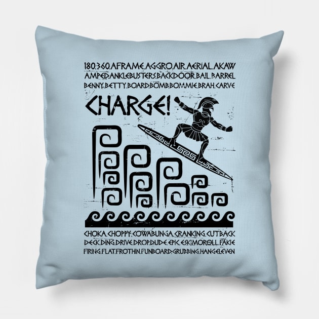 Ancient Surfer Text Pillow by artlahdesigns