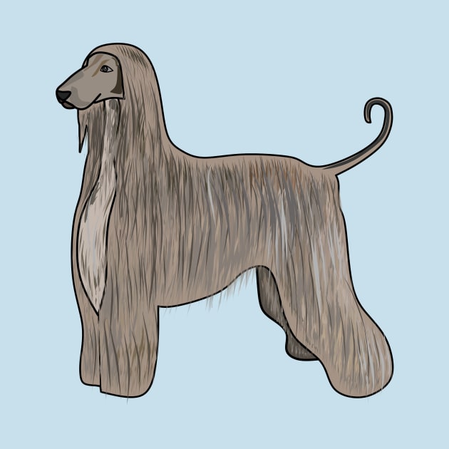 Afghan hound dog cartoon illustration by Miss Cartoon