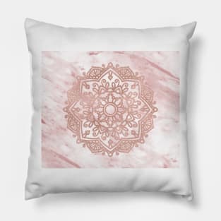 Rose gold mandala - pink marble II Pillow