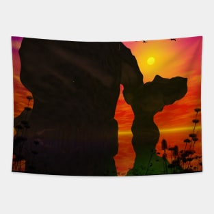 Sunset over the ocean Tapestry