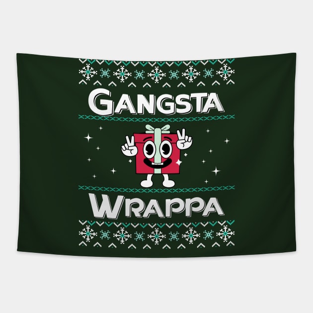 Gangsta Wrappa - Ugly Sweater Tapestry by Blended Designs