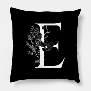 Letter E Monogram - Floral Initial Pillow