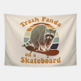 Trash panda on a Skateboard retro Tapestry