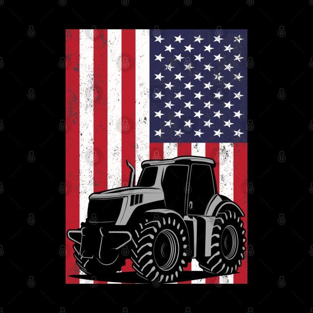 Tractor American Flag patriotic vintage farming by DragonTees