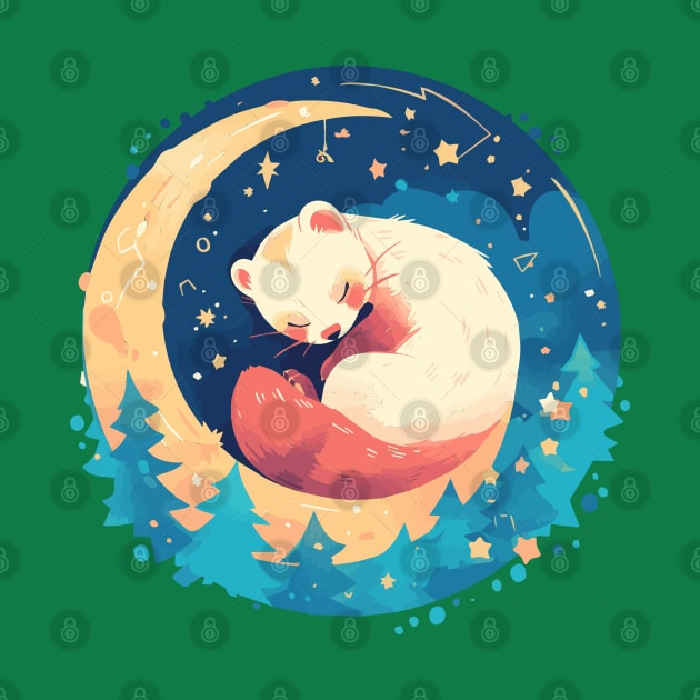 Cute ferret sleeping in the night sky by etherElric