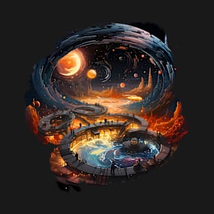 Celestial Radiance: Surreal Architectural Landscape T-Shirt