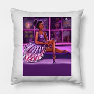 African American ballerina looking out - brown skin ballerina. Top 10 Best ballerina gifts. Top 10 gifts for black women Pillow