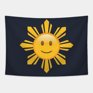 Smiling Filipino Sun Emoji Face Tapestry