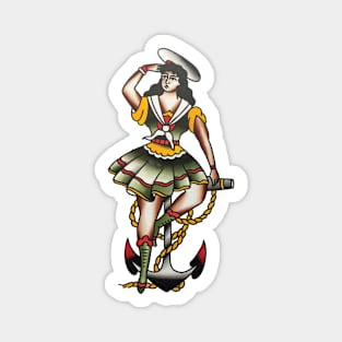 Lady on Anchor Tattoo Design Magnet