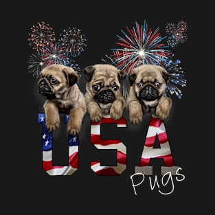 USA Patriot Pug Puppy Dog with Fireworks T-Shirt