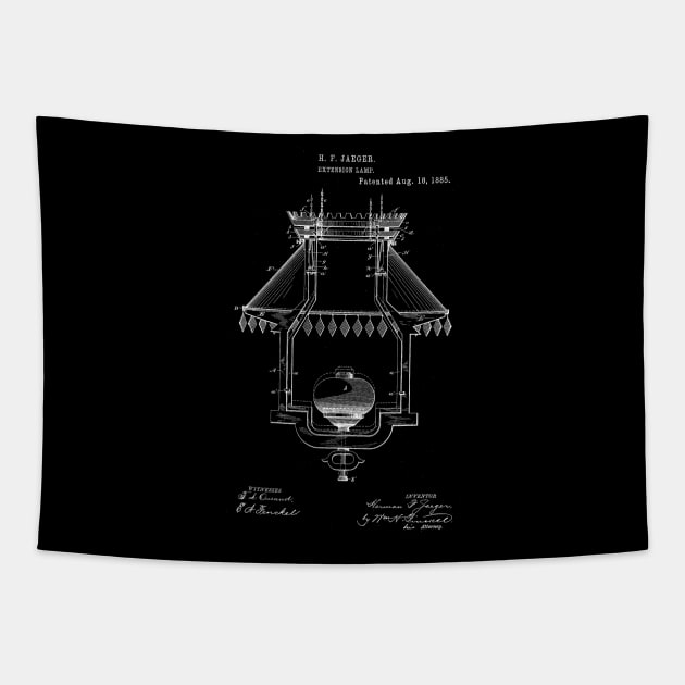 Extension Lamp Vintage Patent Hand Drawing Tapestry by TheYoungDesigns