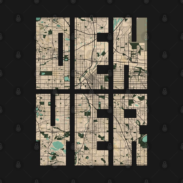 Denver, USA City Map Typography - Vintage by deMAP Studio