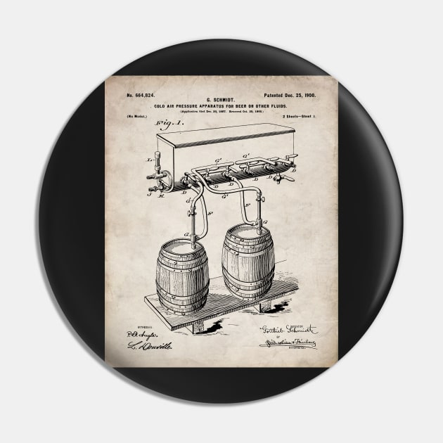 Beer Keg Patent - Home Brewer Craft Beer Art - Antique Pin by patentpress