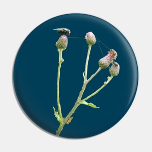 Three Insects On Flower Pin