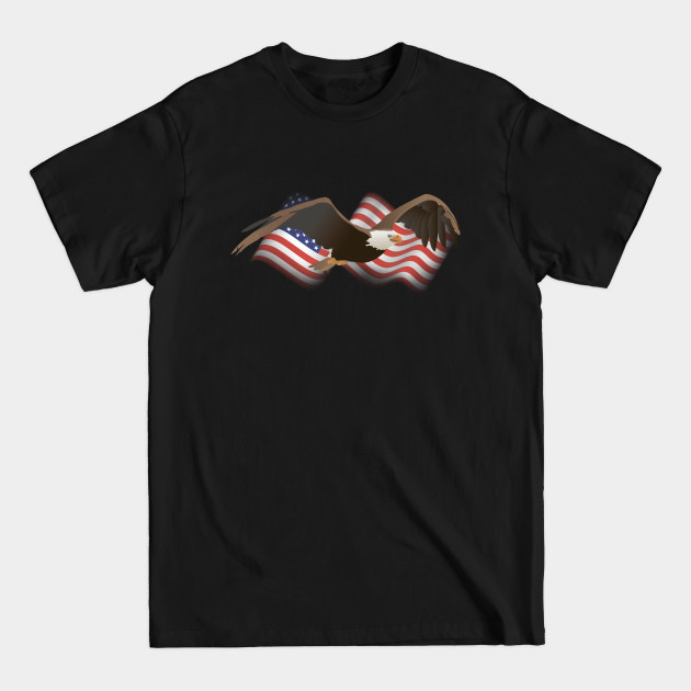 Flying Bald Eagle with American Flag - Bald Eagle - T-Shirt