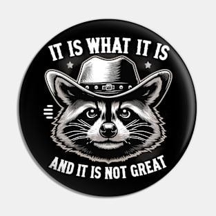 It Is What It Is Raccoon Cowboy Hat Meme Funny Pin