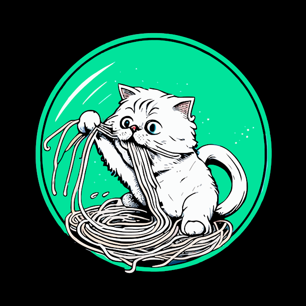 Cat Eating Spaghetti by egoandrianooi9