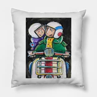 Retro Scooter, Classic Scooter, Scooterist, Scootering, Scooter Rider, Mod Art Pillow