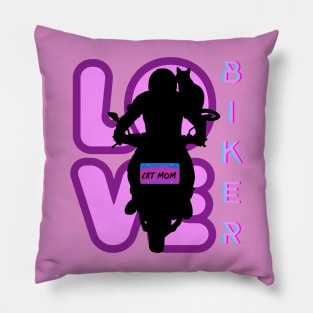 BIKER AND BEST CAT MOM MOTORCYCLE RIDER PURPLE Pillow