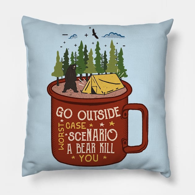 Mug camp bear Pillow by Mako Design 