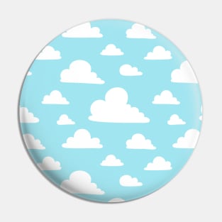 Blue Summer Sky with White Clouds Pattern Pin