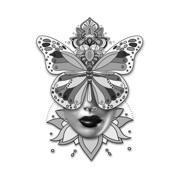 Creative Mandala Butterfly Woman Face 1 by vidka91@yahoo.com