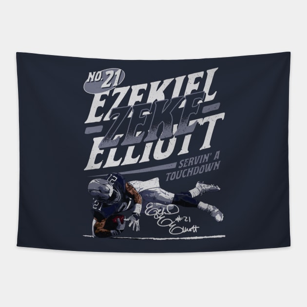 Ezekiel Elliott Dallas Servin' Tapestry by Chunta_Design