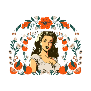 Pinup with Oranges - Vintage Florida Girl T-Shirt