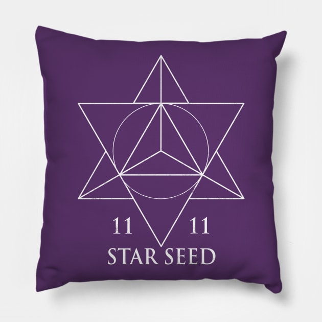 Starseed Tetrahedron Sacred Geometry Pillow by LadyMoldavite