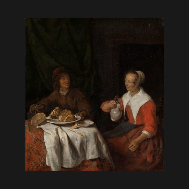 Man en vrouw aan de maaltijd - Gabriël Metsu by themasters