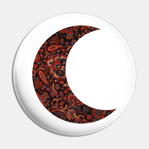 Dark Paisley Crescent Moon Pin by aterkaderk