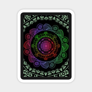 Black Green Red and Violet Mandala Graphic Hindi Art  Design Magnet