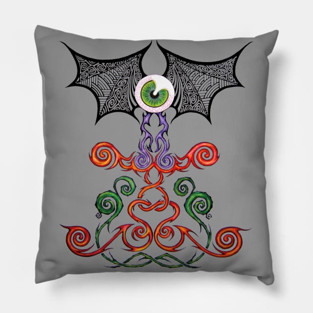 Flying Eyeball, tattoo flash design Pillow by 4nObjx