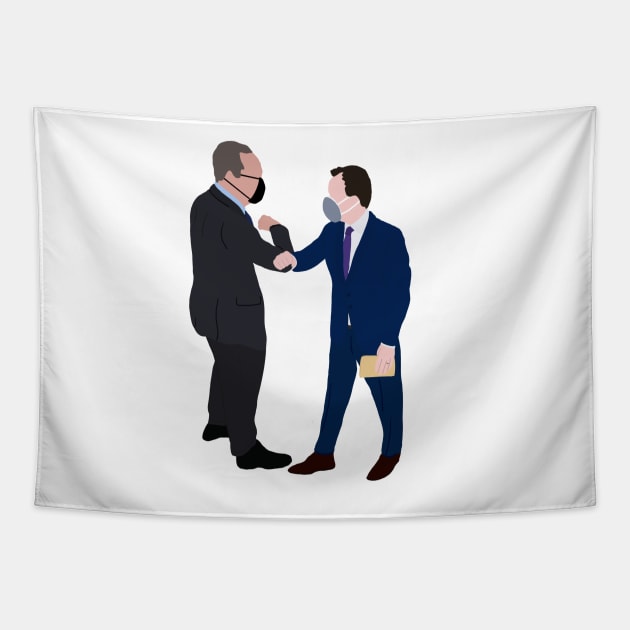 Doug and Chasten Elbow Bump Tapestry by GrellenDraws