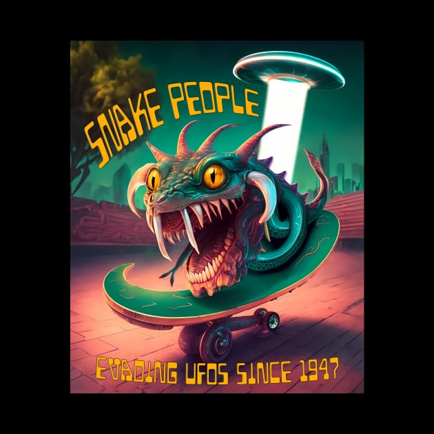 Snake People, Evading UFOs Since 1947, Retro Science Fiction by Kye Chambers 