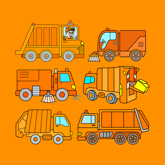 Trash Trucks Rubbish Collection for Kids by samshirts