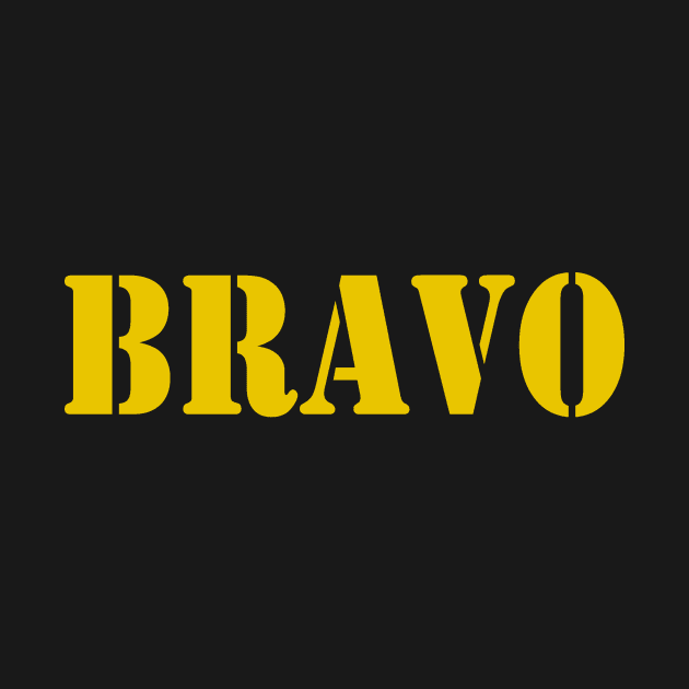 Bravo in yellow font, military style by Ghostmooner