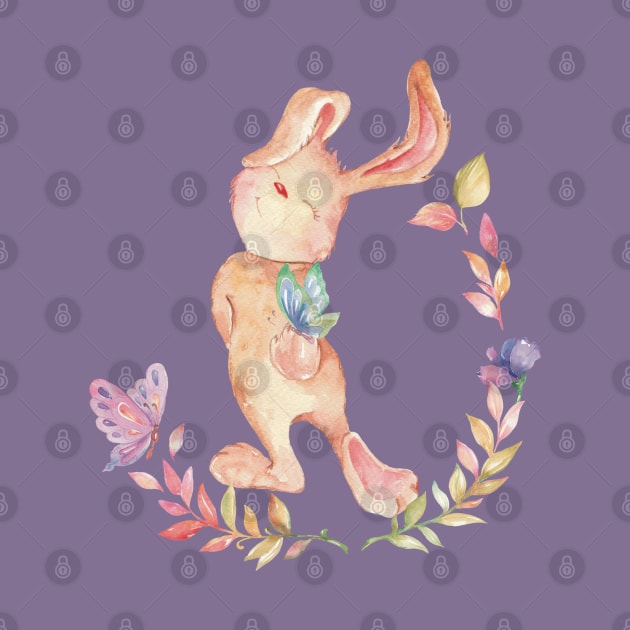 Cute Cottagecore Bunny with Butterflies by Sheila’s Studio