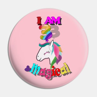 unicorn 3th birthday: I am 3 and magical Pin