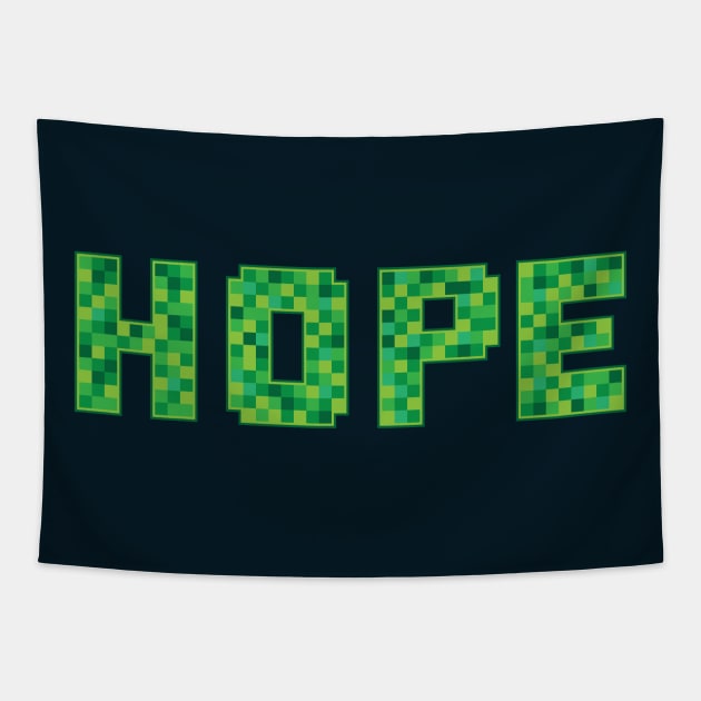 Hope In Pixels Video Game Typography Tapestry by Commykaze