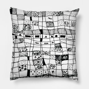 Grid design scribble style Pillow