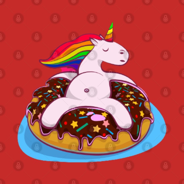 LGBT Rainbow Unicorn Chillin On A Donut by AlmostMaybeNever