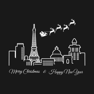 Merry Christmas Happy New Year Paris France T-Shirt